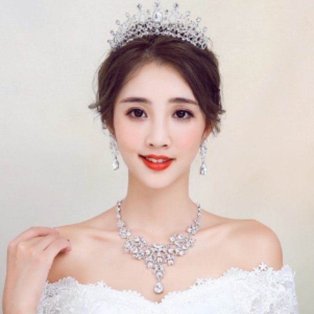3 PC Bridal, Prom, Pageant, Crystal Tiara Set
